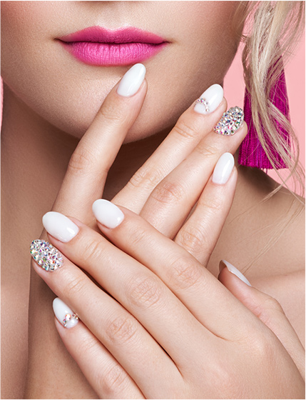 Woman showing manicured nails